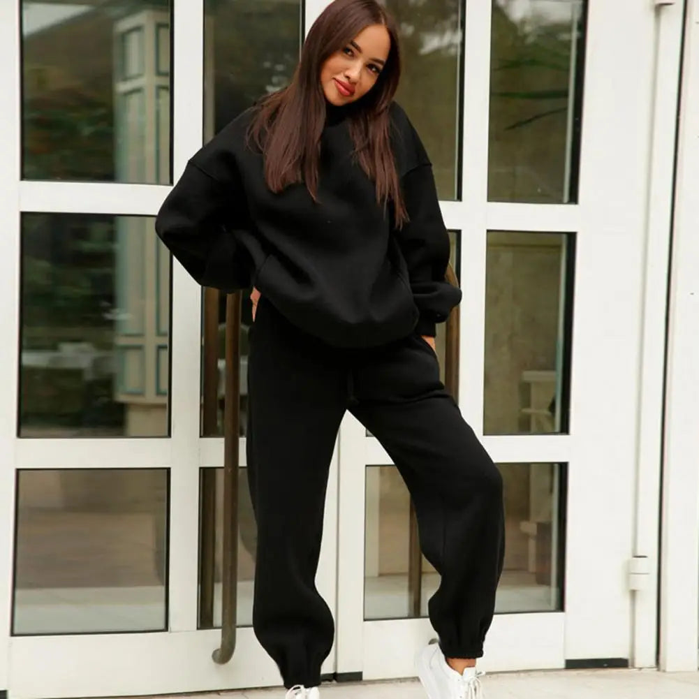 Women Tracksuit Autumn Winter Warm Hoodies Top Suits Casual Hooded Sweatshirts and Jogging Pants Outfits Sweatpants 2 Piece Sets