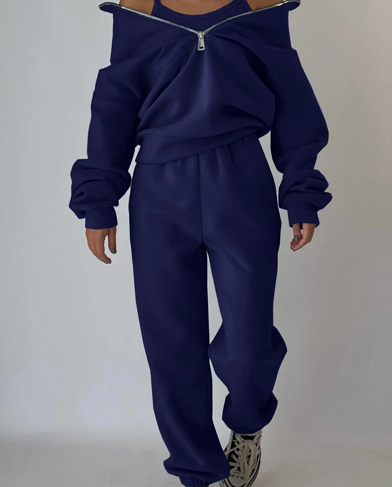 Tracksuit Set Stylish Autumn and Winter New Fashion Comfortable Warm Zipper Two-Piece Sets for Sports Casual Women'S Clothing