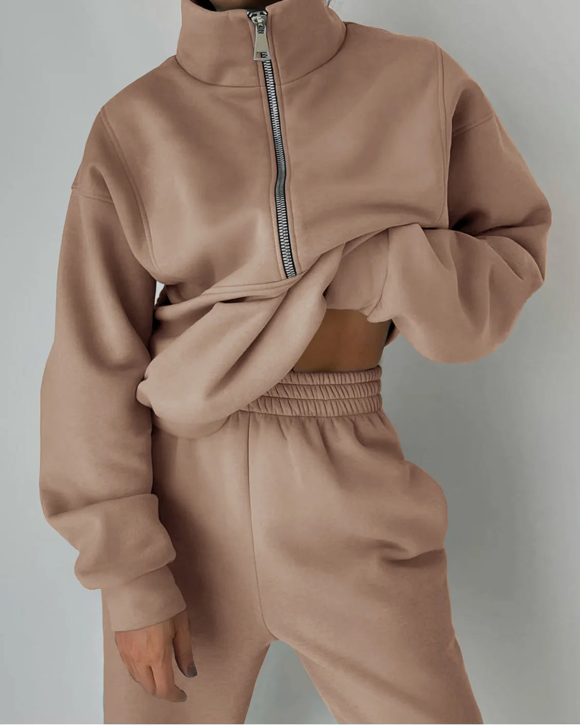 Tracksuit Set Stylish Autumn and Winter New Fashion Comfortable Warm Zipper Two-Piece Sets for Sports Casual Women'S Clothing