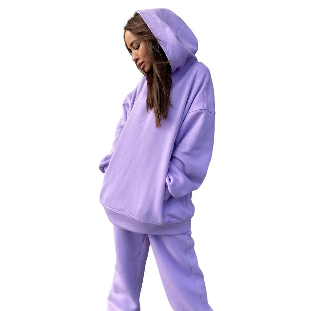 Women Tracksuit Autumn Winter Warm Hoodies Top Suits Casual Hooded Sweatshirts and Jogging Pants Outfits Sweatpants 2 Piece Sets