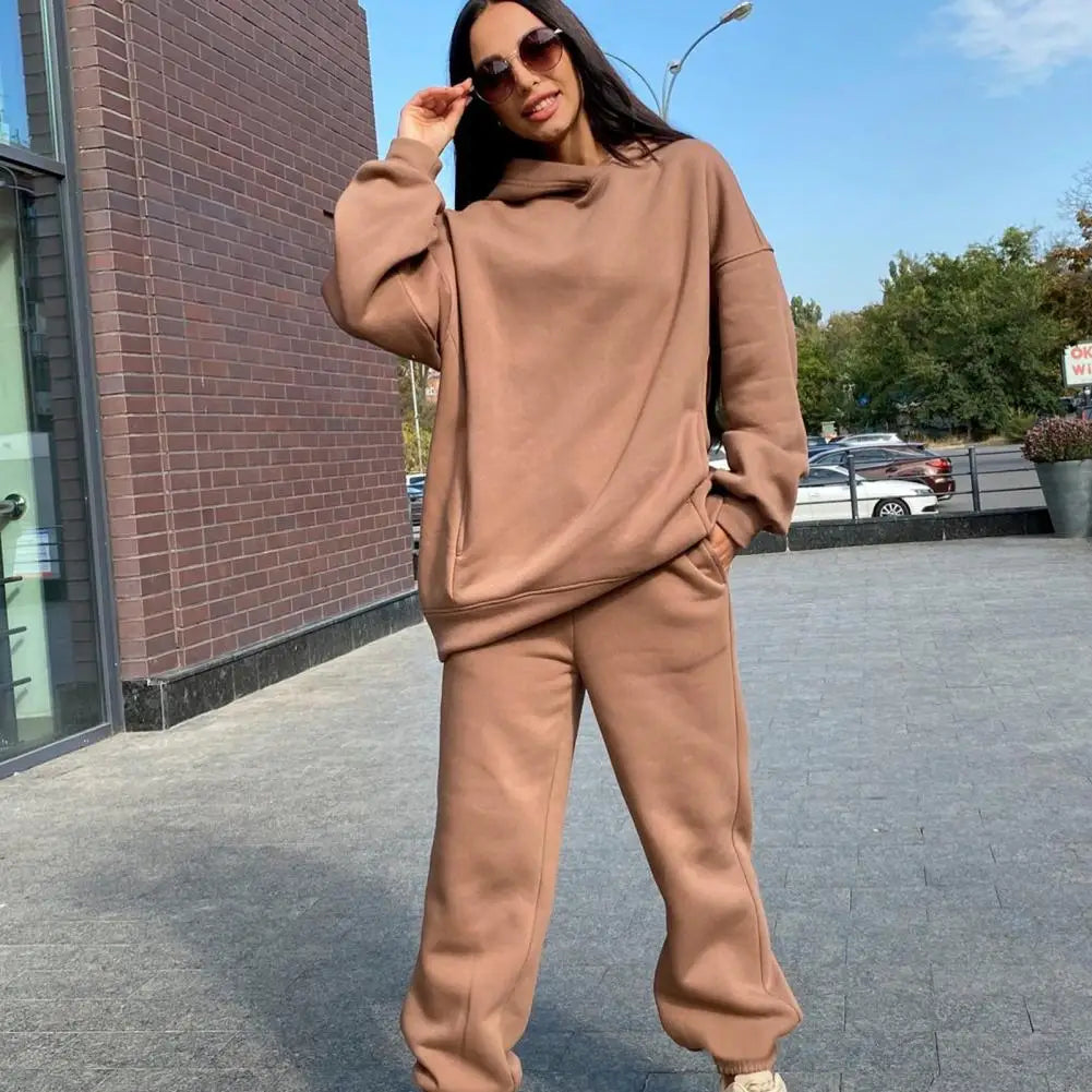 Women Tracksuit Autumn Winter Warm Hoodies Top Suits Casual Hooded Sweatshirts and Jogging Pants Outfits Sweatpants 2 Piece Sets