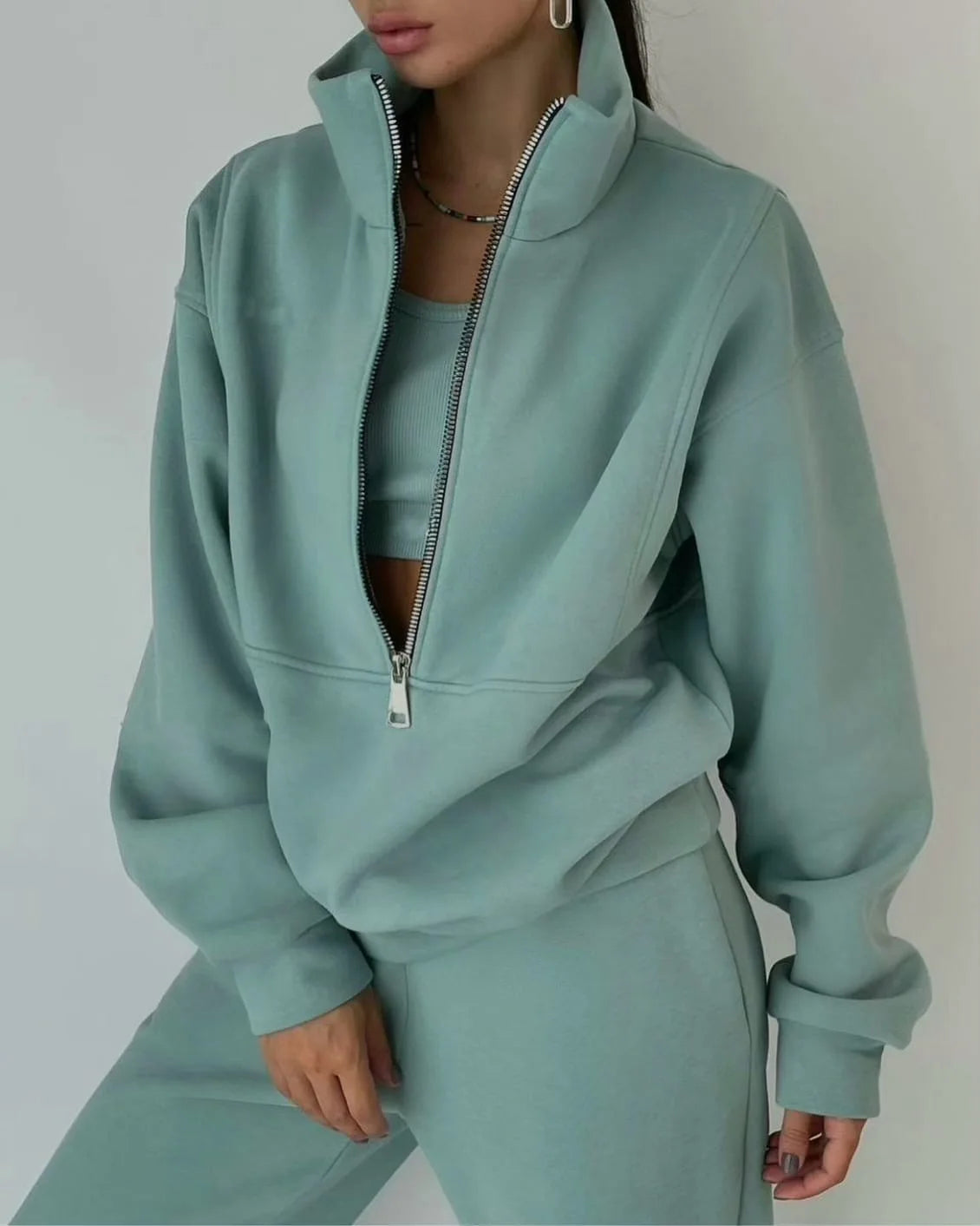 Tracksuit Set Stylish Autumn and Winter New Fashion Comfortable Warm Zipper Two-Piece Sets for Sports Casual Women'S Clothing