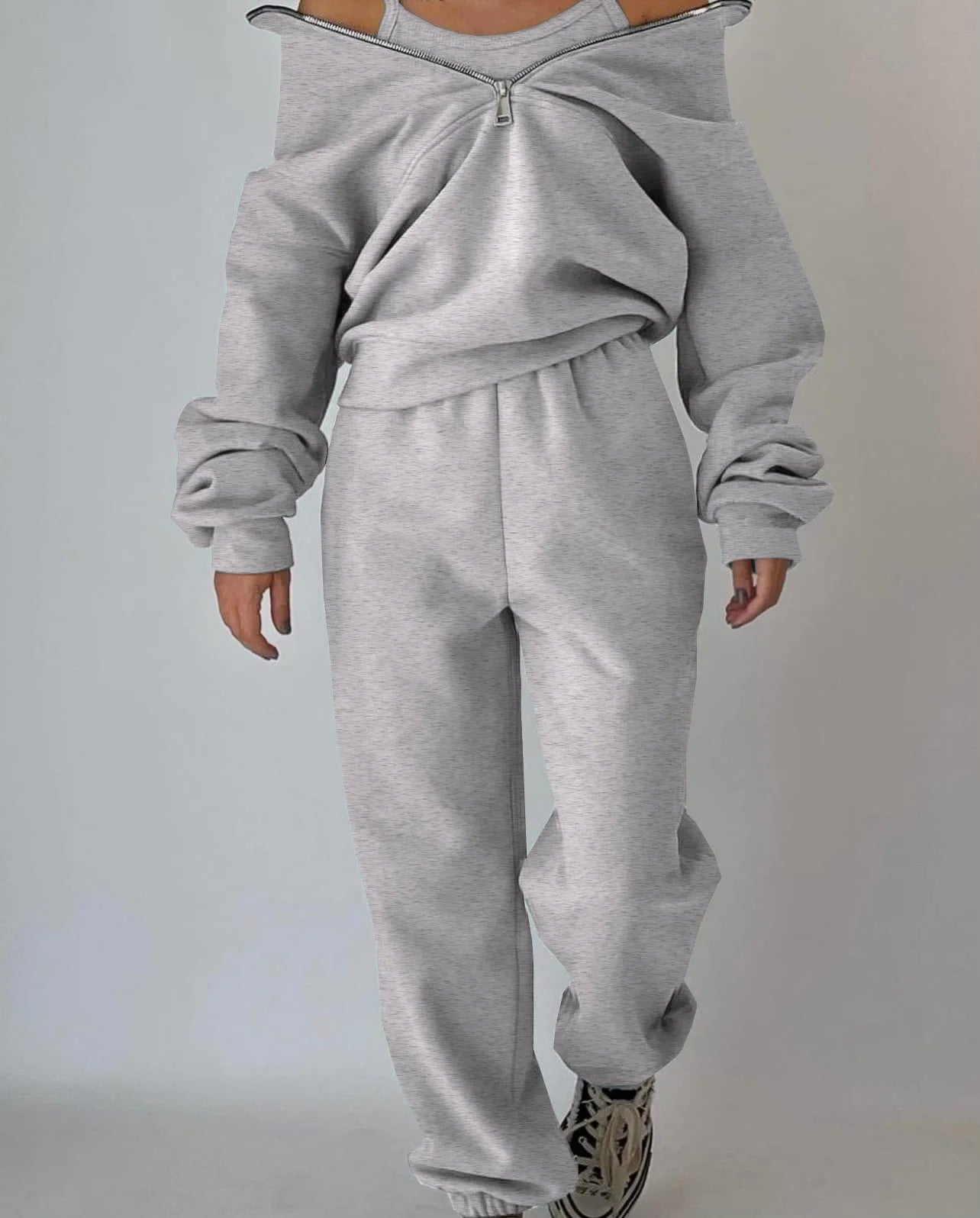 Tracksuit Set Stylish Autumn and Winter New Fashion Comfortable Warm Zipper Two-Piece Sets for Sports Casual Women'S Clothing