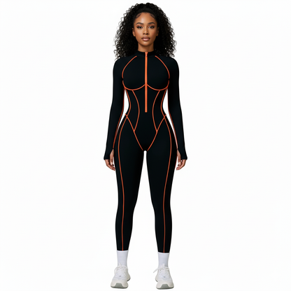 Yoga Bodysuits Women Breathable Workout Sets Gym Clothes Push up Fitness Running Sportwear Sexy Zipper Leggings Suit