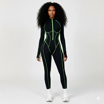 Yoga Bodysuits Women Breathable Workout Sets Gym Clothes Push up Fitness Running Sportwear Sexy Zipper Leggings Suit
