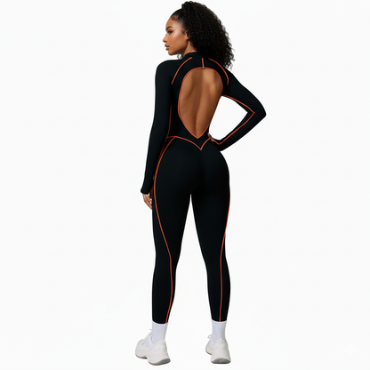 Combinaison de Yoga Femme Respirante avec Fermeture Éclair & Effet Push-Up – A