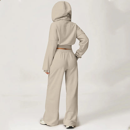 Winter Hooded Sweatshirt Set 2 Pieces Women'S Clothes Casual Outdoor Loose Yoga Set Women'S Casual Running Sportswear